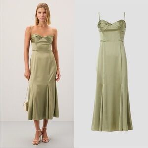 Reformation Hensley Silk Dress Green